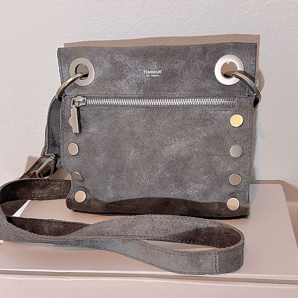 HAMMITT TONY SMALL CROSSBODY BAG - IN SMOOTH PEWTER LEATHER COLOR